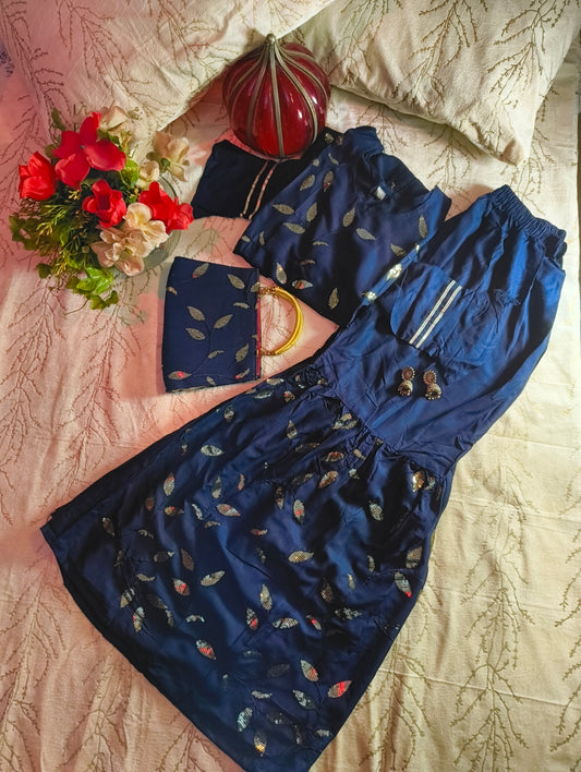 Beautiful Heavy sequence work party wear sharara suit with matching purse.